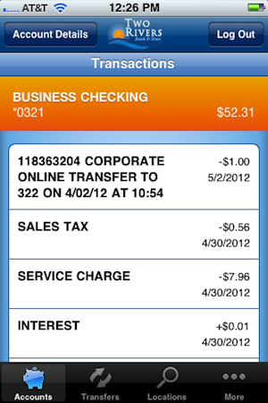 iPhone Transaction Details